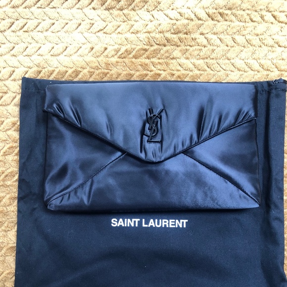YSL Saint Laurent Satin Envelope Large Clutch Black Flawless SS24 - Picture 1 of 5